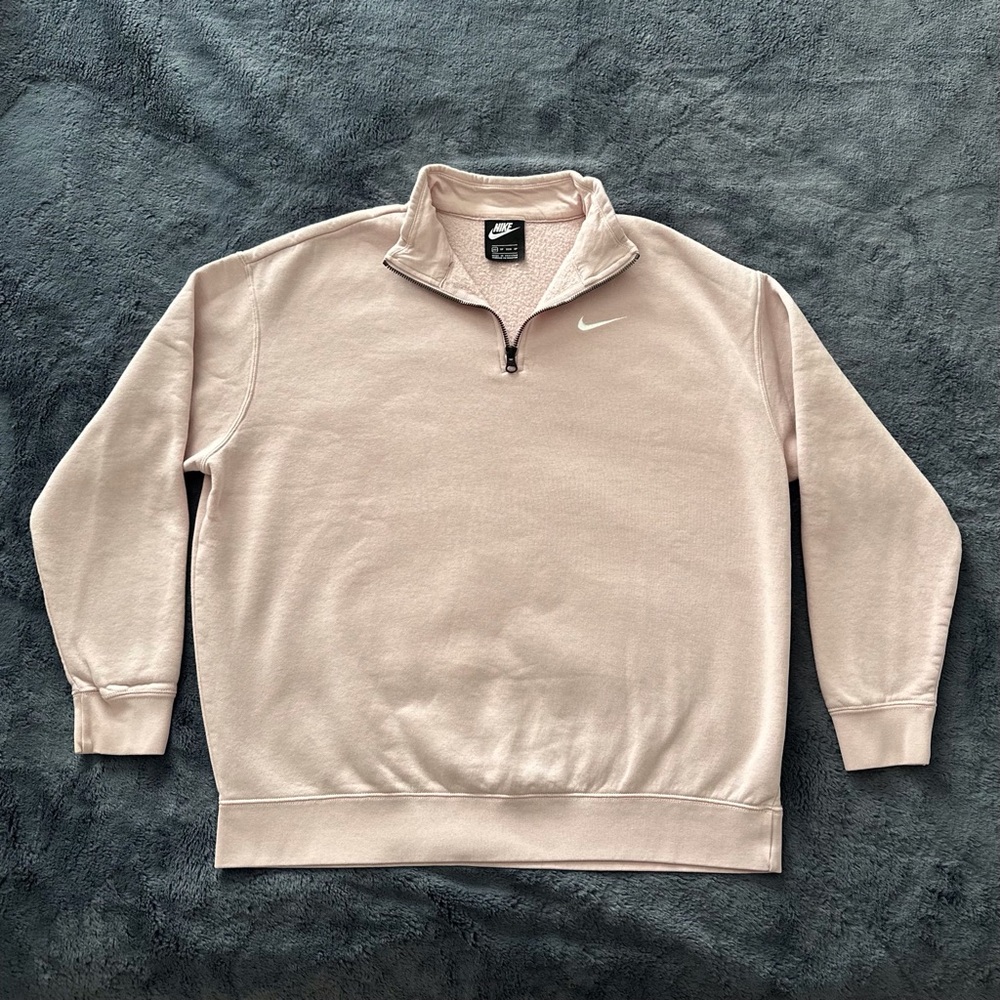 NIKE Sweatshirt Womens Pink 1/4 Zip Swoosh Sportswear Fleece Pullover - XS EUC